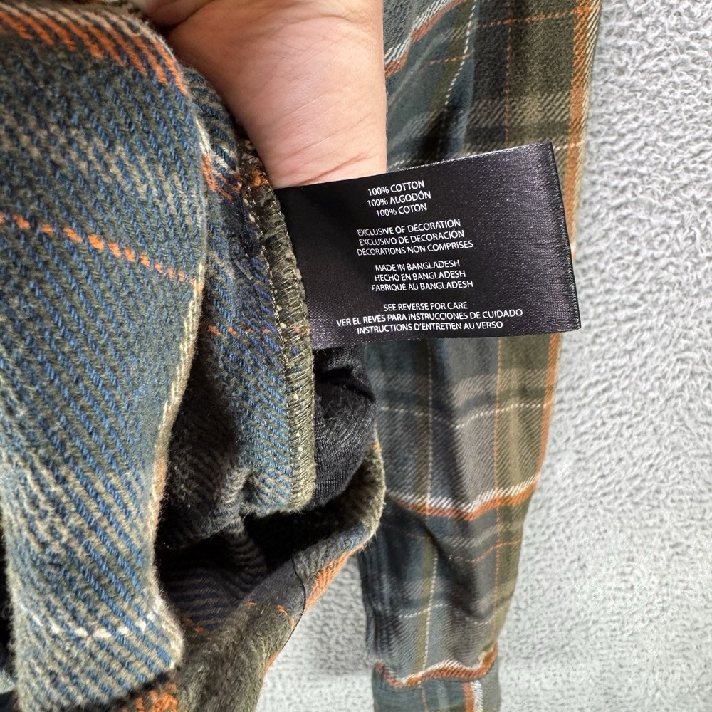 Orvis Flannel Shirt Mens Large Green Plaid Big Bear Shacket Pockets Heavyweight - Picture 7 of 13